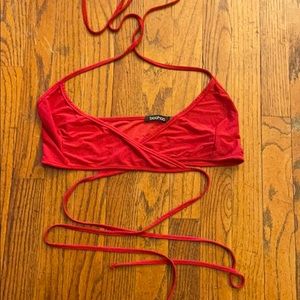 Boohoo red going out shirt